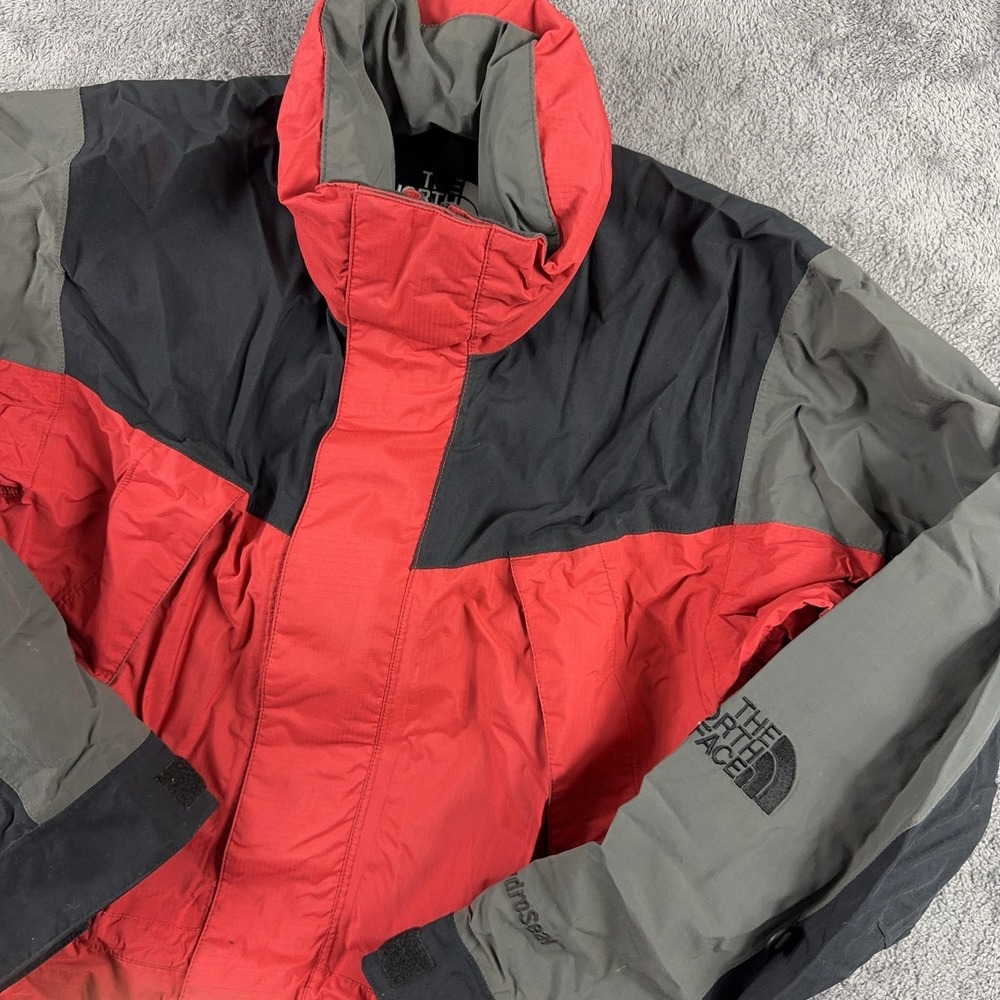 The North Face Hydroseal Jacket Mens Small Red Gray Waterproof Shell Rain 88080